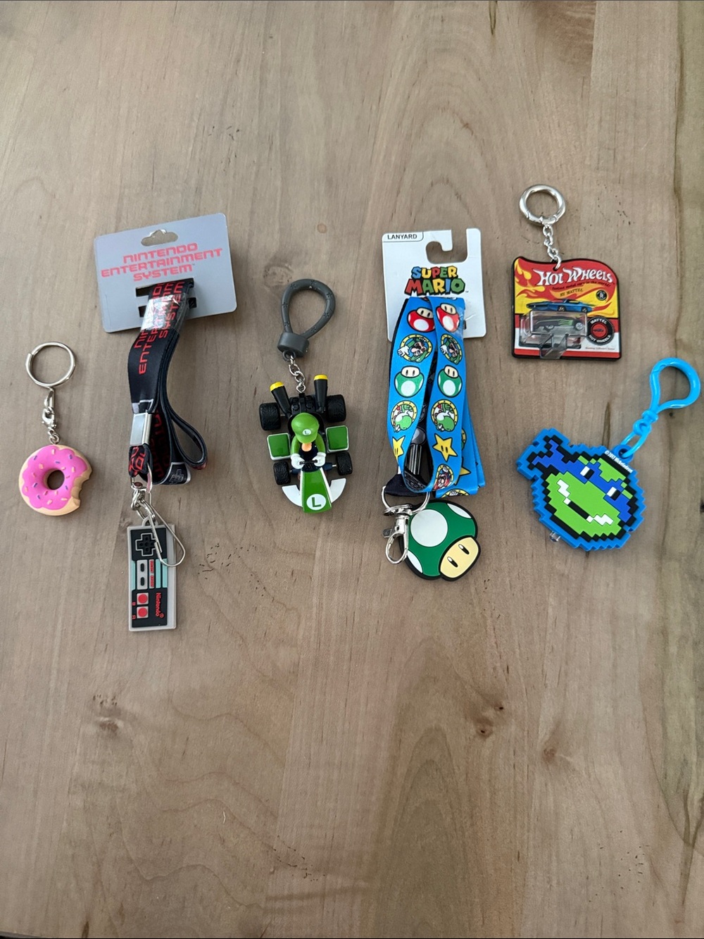 Nintendo Multi-Color Kids Keychain Set with Mario Mushroom Lanyard